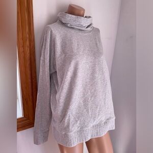 Sz12 PTP 24” Lululemon kangaroo pouch high neck hoodless hoodie grey sweatshirt